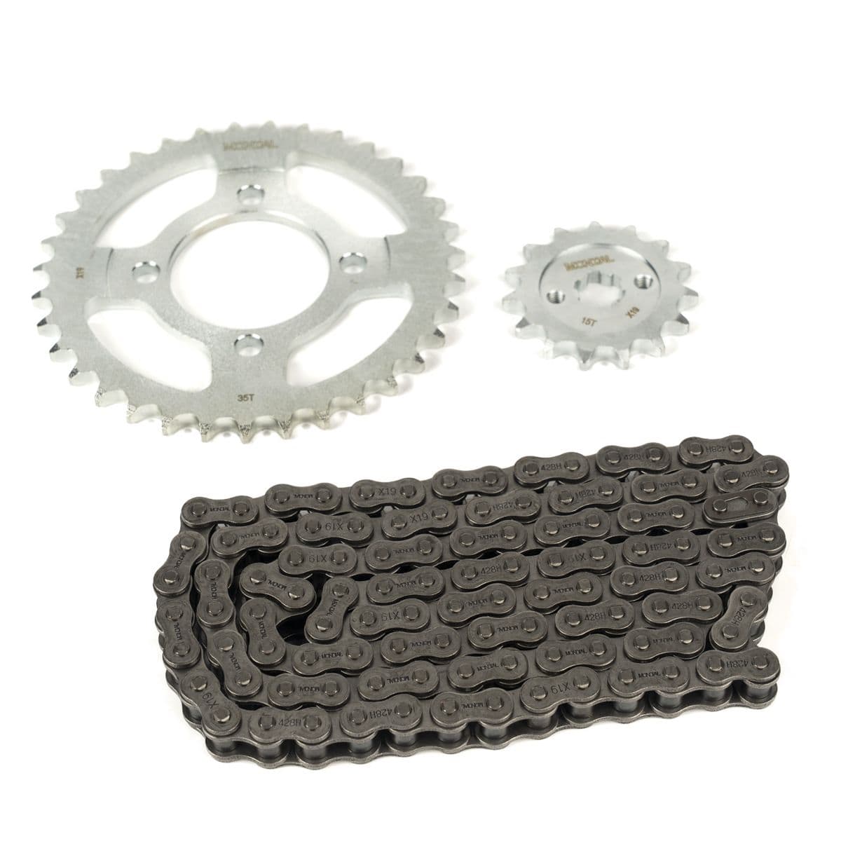 Kit Transmision Corona Cadena Piñon 15/35/110 Mondial 110cc