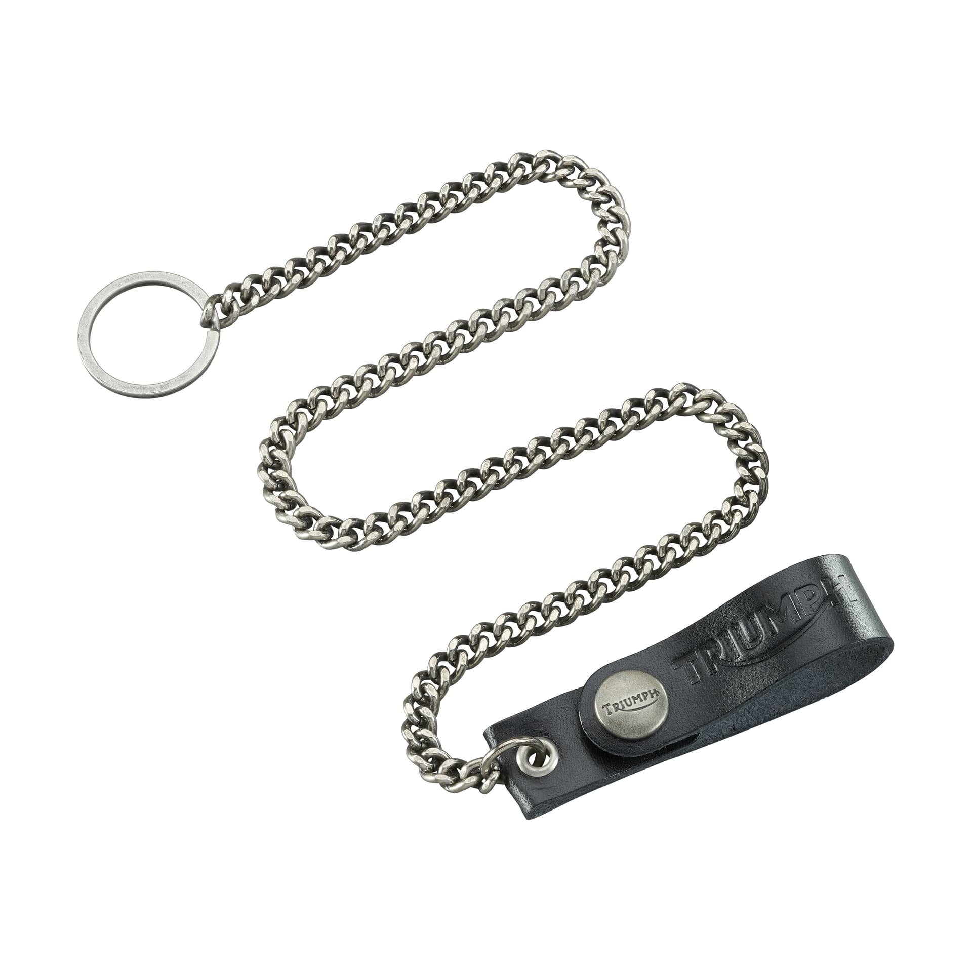 Llavero Cuero Con Cadena De Seguridad Y Gancho Triumph