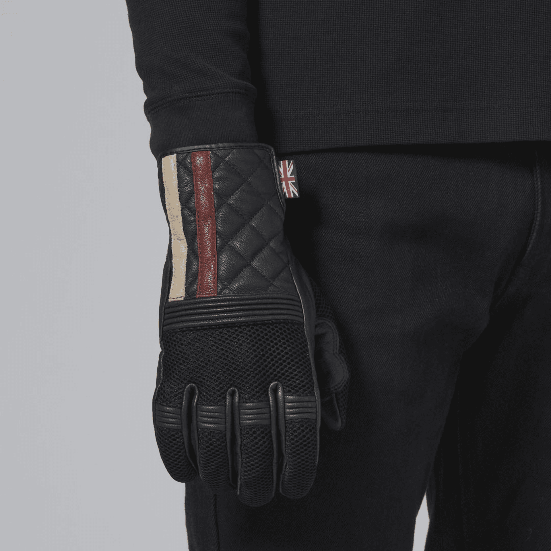 Guantes Moto Cuero Negro / Rojo Sulby Triumph Original