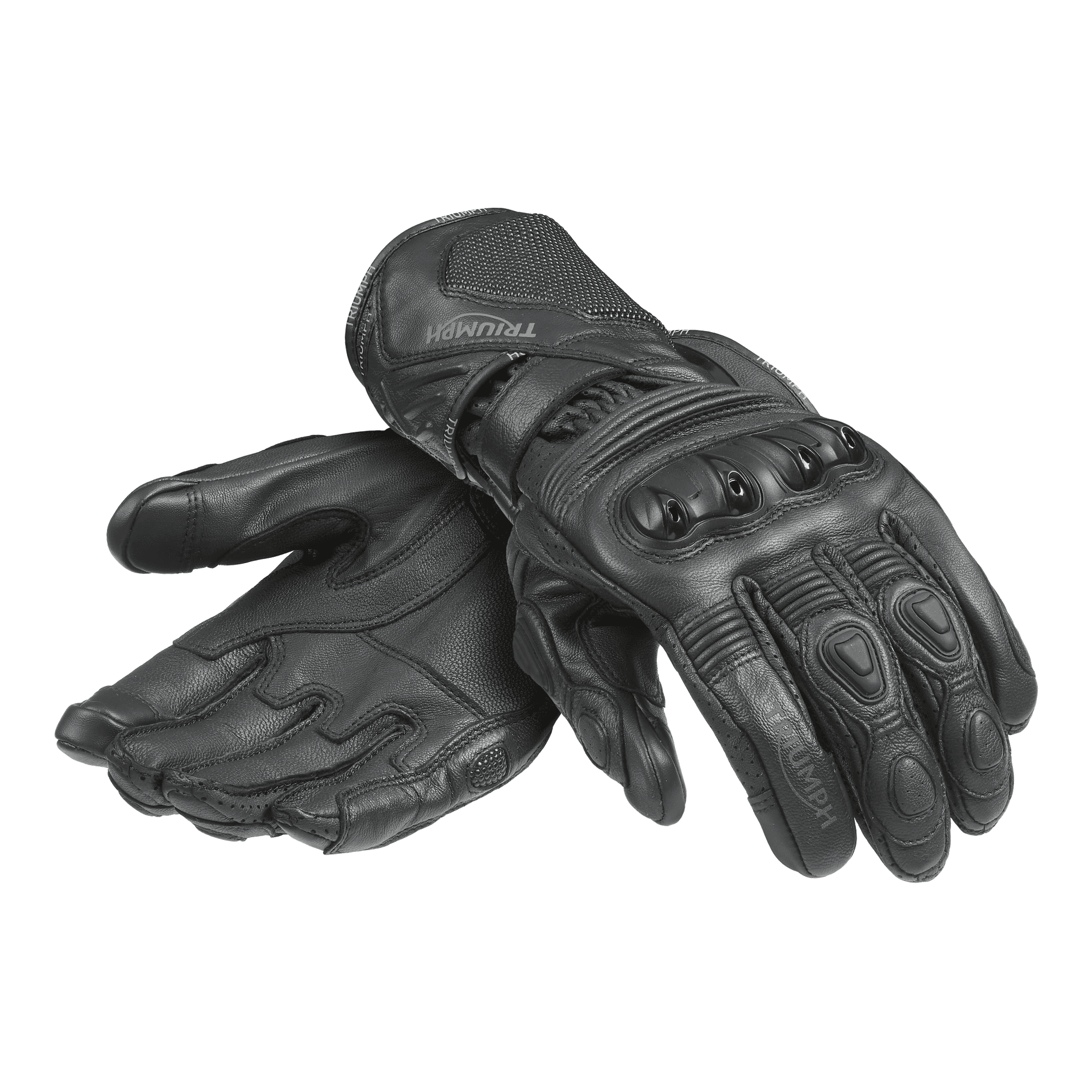 Guantes Moto Cuero Con Protecciones Tactil Triumph Original