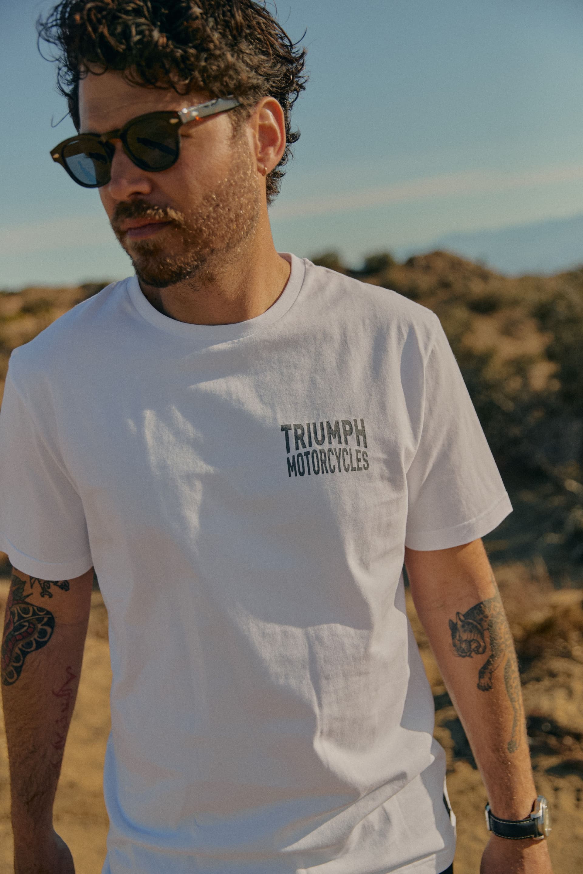 Remera Blanca Algodon Moto Triumph Original